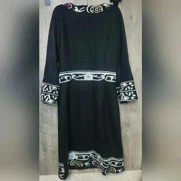 Vintage Diane Von Furstenberg Wool Embroidered Knee Length Dress Size 6 Women's - Picture 13 of 15